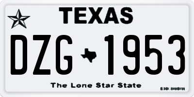 TX license plate DZG1953