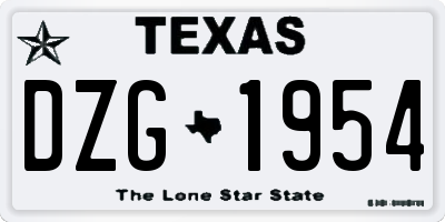 TX license plate DZG1954