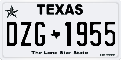 TX license plate DZG1955