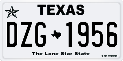 TX license plate DZG1956