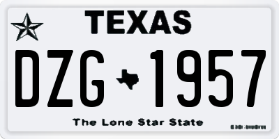 TX license plate DZG1957