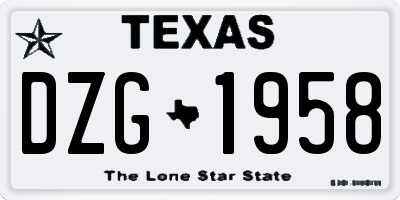 TX license plate DZG1958