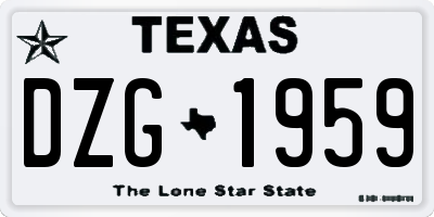 TX license plate DZG1959