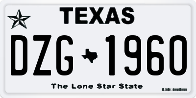 TX license plate DZG1960