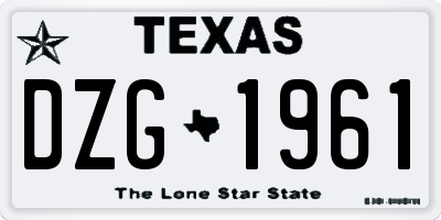 TX license plate DZG1961