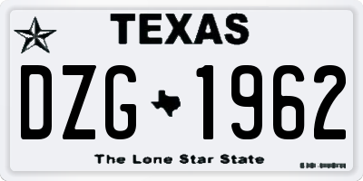 TX license plate DZG1962
