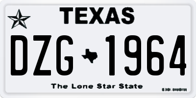 TX license plate DZG1964