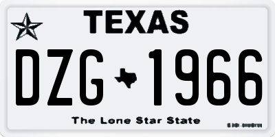 TX license plate DZG1966