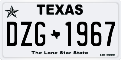 TX license plate DZG1967