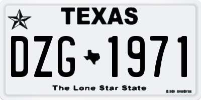 TX license plate DZG1971