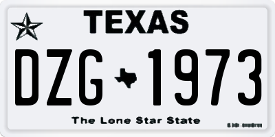 TX license plate DZG1973