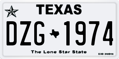 TX license plate DZG1974