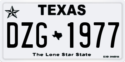 TX license plate DZG1977