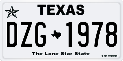TX license plate DZG1978