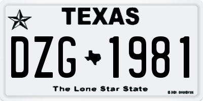 TX license plate DZG1981