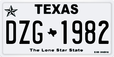 TX license plate DZG1982