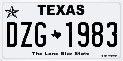 TX license plate DZG1983