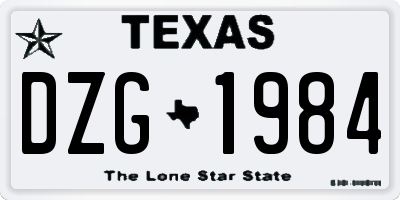 TX license plate DZG1984
