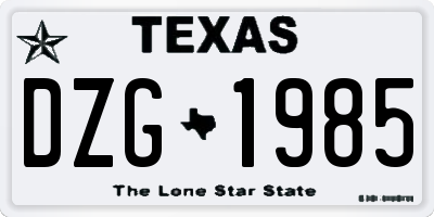 TX license plate DZG1985