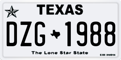 TX license plate DZG1988