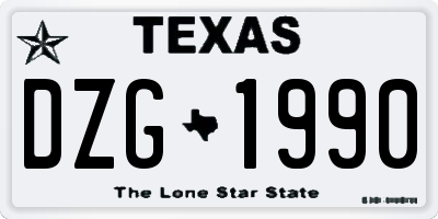 TX license plate DZG1990