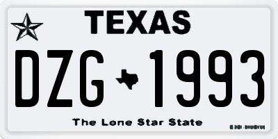 TX license plate DZG1993