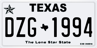TX license plate DZG1994
