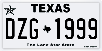 TX license plate DZG1999