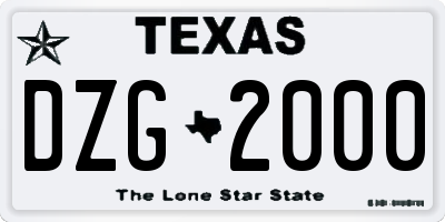 TX license plate DZG2000