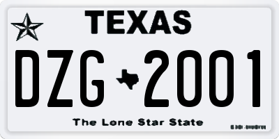TX license plate DZG2001