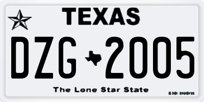 TX license plate DZG2005
