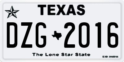 TX license plate DZG2016