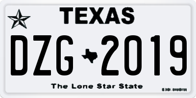 TX license plate DZG2019