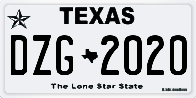 TX license plate DZG2020