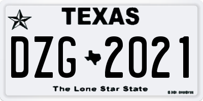 TX license plate DZG2021