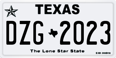 TX license plate DZG2023