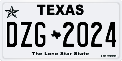 TX license plate DZG2024