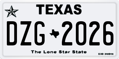 TX license plate DZG2026