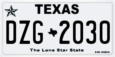 TX license plate DZG2030