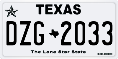 TX license plate DZG2033