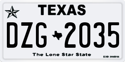 TX license plate DZG2035