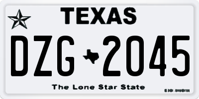 TX license plate DZG2045
