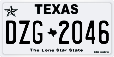 TX license plate DZG2046