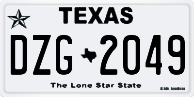 TX license plate DZG2049