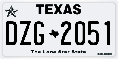 TX license plate DZG2051