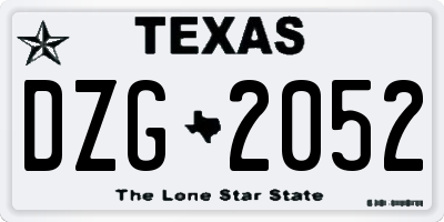 TX license plate DZG2052
