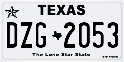 TX license plate DZG2053