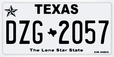 TX license plate DZG2057