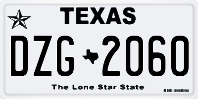 TX license plate DZG2060