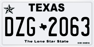 TX license plate DZG2063